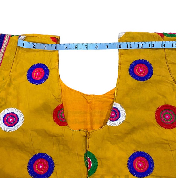 Women's Yellow & Pink Circle Design Indian Chanya Choli (M/L) - Picture 11 of 15